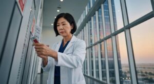 Fire safety consultant assessing fire hazards in a modern Abu Dhabi building