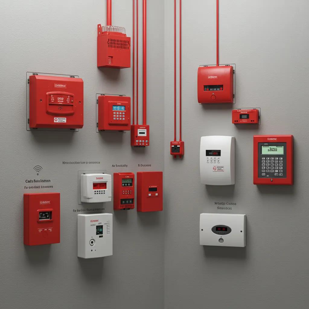 Various fire alarm systems including conventional, addressable, and wireless in a realistic installation