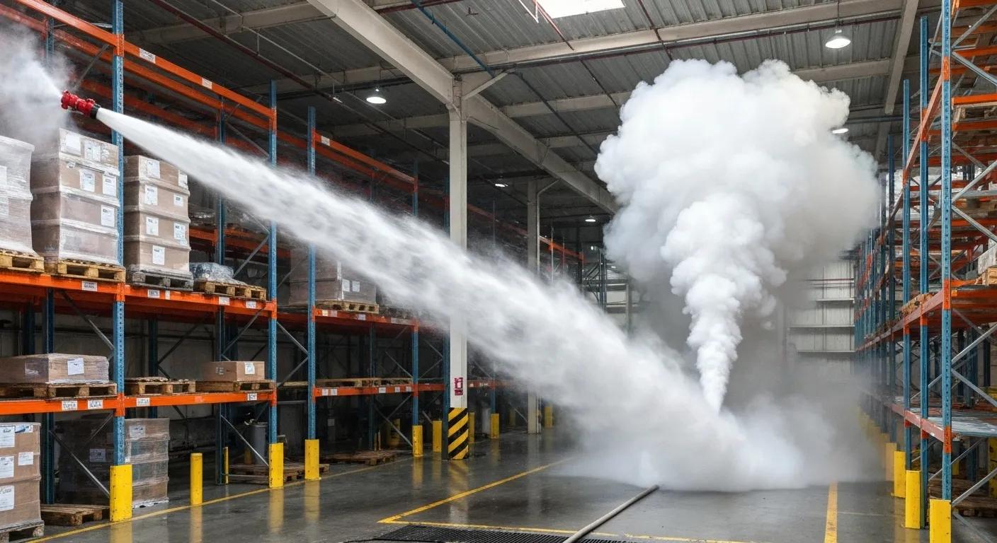 Firefighting team in action at a commercial building in Abu Dhabi, showcasing professionalism and urgency in fire safety services