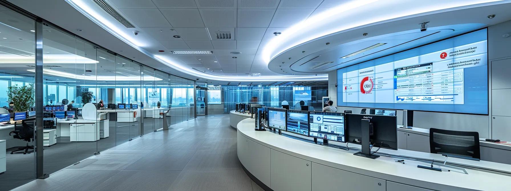 a sleek, modern office environment in abu dhabi showcases a detailed schematic of a fire protection system, prominently featuring a digital display of cost factors like building size and material quality, illuminated by sharp overhead lighting that emphasizes the sophisticated technology and professional atmosphere.