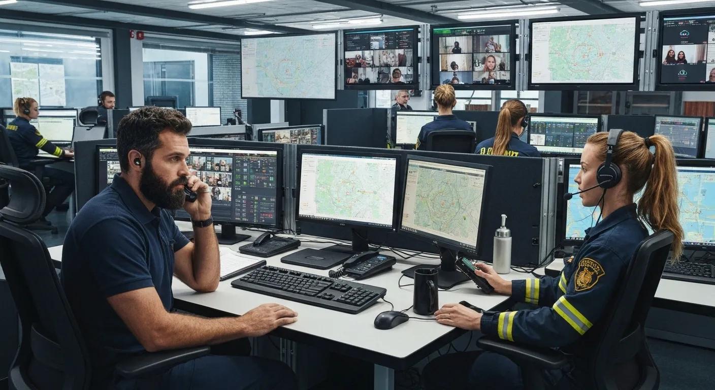 Firefighters executing emergency response plans in an urban setting, emphasizing fire safety and preparedness