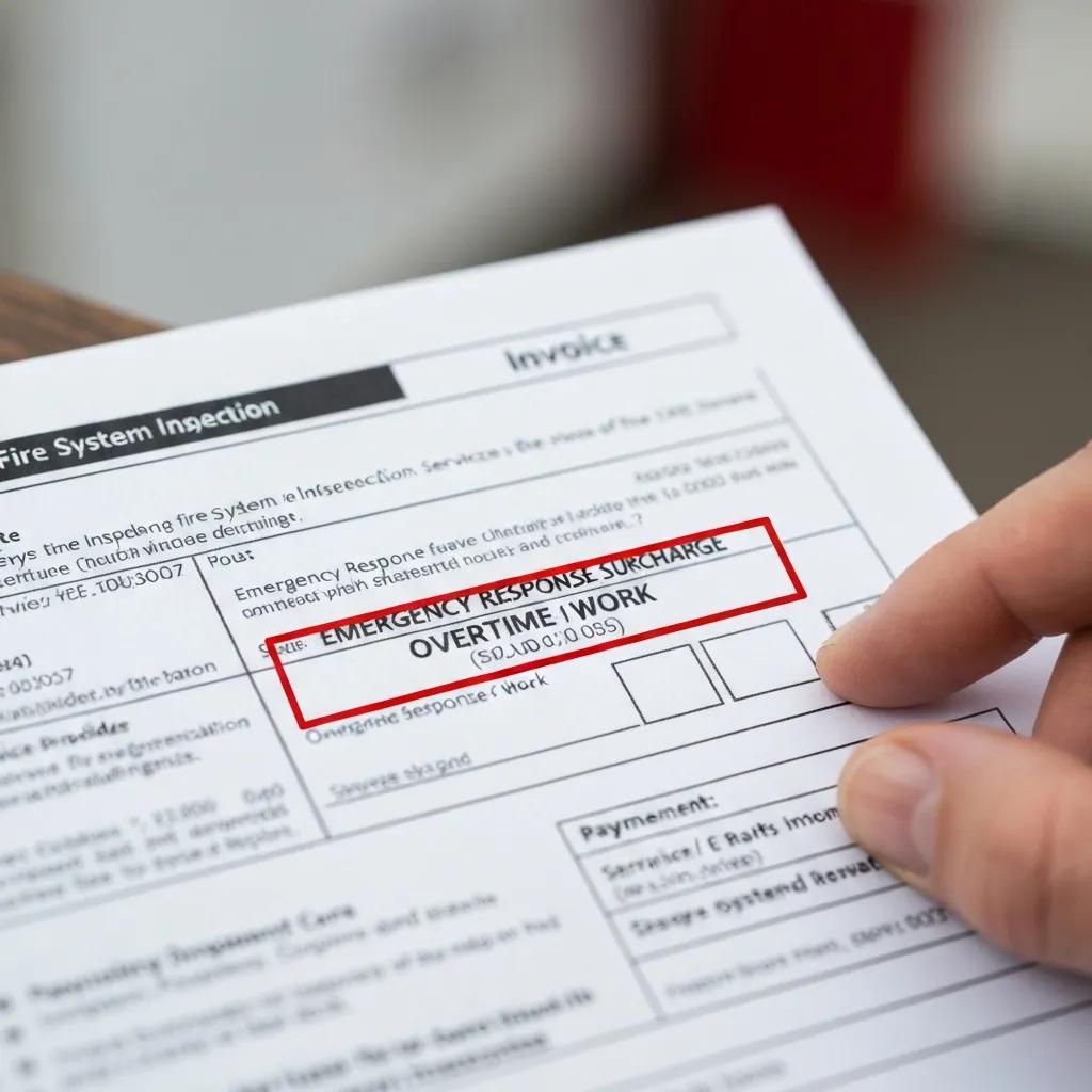 Close‑up of an inspection invoice highlighting potential extra charges