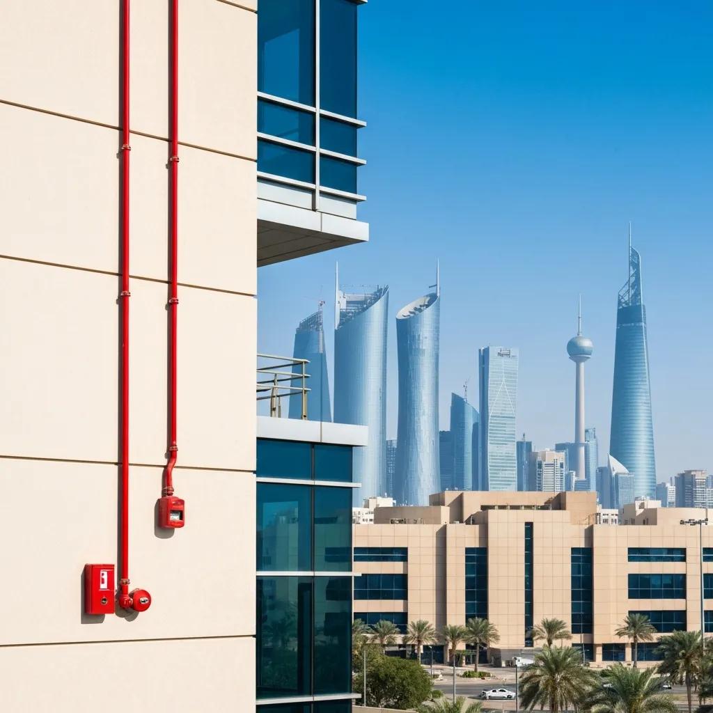 Modern Abu Dhabi building showcasing fire safety systems and compliance with regulations