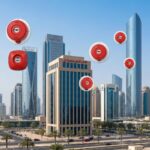 Abu Dhabi skyline featuring modern buildings with visible fire safety systems