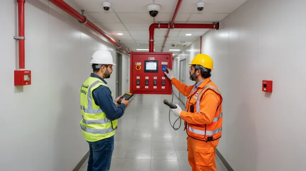 Inspectors verify fire detection and alarm systems, including whether the fire alarm control panel